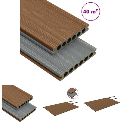 Terrassendielen Set - vidaXL WPC Terrassendielen mit Zubehör Braun und Grau 40 m² 4 m - Terrassendielen Zubehör (1/5)