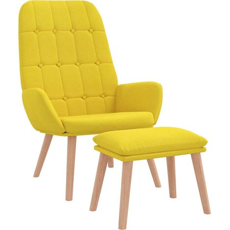 Sedia Relax con Poggiapiedi Giallo Chiaro in Tessuto vidaXL (1/5)