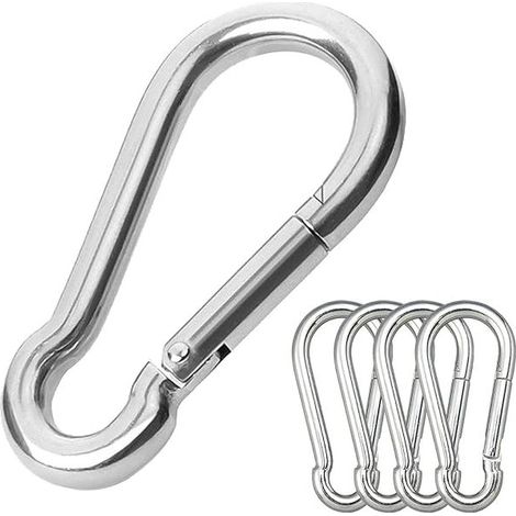 Karabiner – Edelstahl 304 – Tragkraft: 272 kg – Ideal zum Klettern, Campen, Aufhängen von Pflanzen und Wandern – 5er-Pack (1/5)