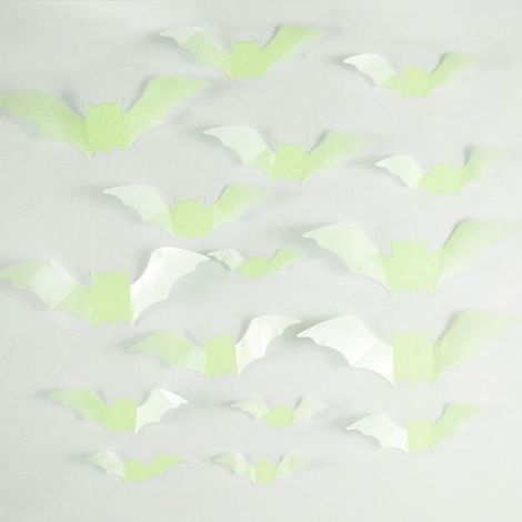 Lot de 16 décorations d'Halloween effrayantes chauve-souris avec colle, décoration d'Halloween, décoration gothique, chauve-souris pour extérieur, mur, jardin, décoration de fenêtre, anniversaire, (1/5)