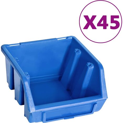 Maison Exclusive - Kit de bacs de stockage et panneaux muraux 48 pcs Bleu et noir (1/5)