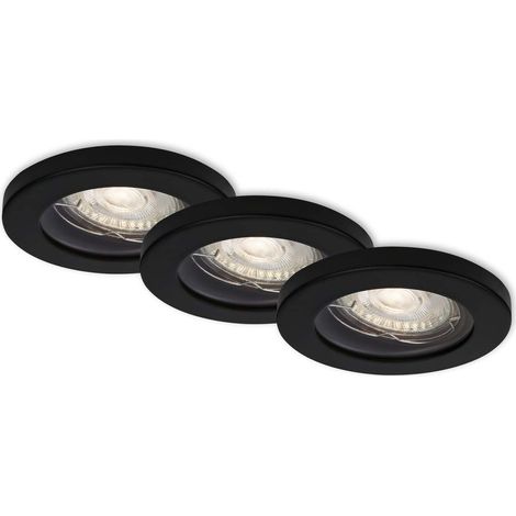 LED Einbauleuchten 3er Set GU10 IP65 5 W matt-schwarz Metall-Kunststoff Briloner