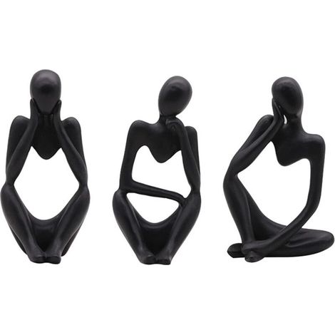 La Statue du penseur, 3 Pièces Sculpture Abstraite Résine Mini Penseur Sculpture Ornements Ensemble à la Main Abstraite penseur Sculpture Moderne Fine Art Figure pour Bureau à Domicile décoration (1/5)