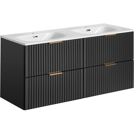 Mobile bagno doppio lavabo Adriel nero opaco 120cm