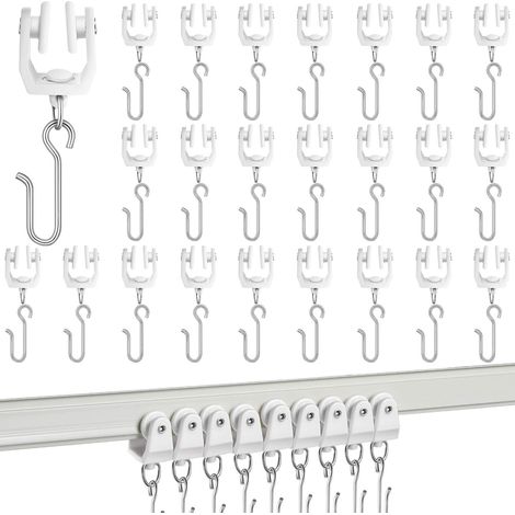 50 ensembles de crochets roulants pour rail de plafond, pour rideaux et séparateurs de pièce (1/5)