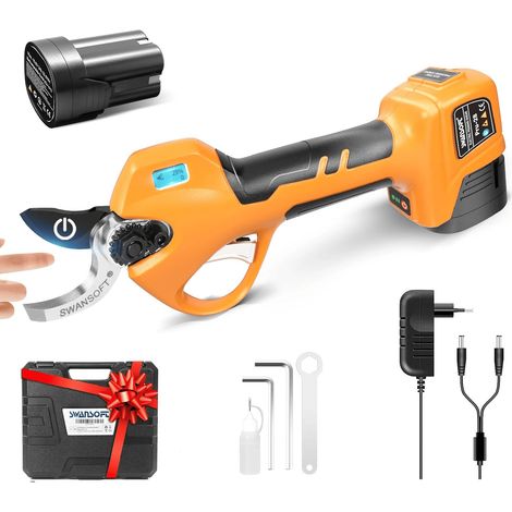 SWANSOFT PRU28 Secateur Electrique sans Fil, 28mm 16,8V 850W Sécateur Électrique sans Fil pour Jardinage, Jaune/Noir (1/5)