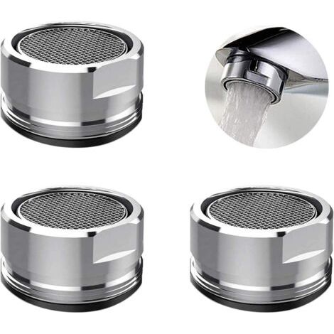 Pack Kitchen Faucet Aerators, Faucet Aerator Replacement Parts with Brass Shell, 24mm 15/16" Male Thread Faucet Aerator Filter with Gasket for Kitchen Bathroom (Male-24mm (3pcs) )) (1/5)