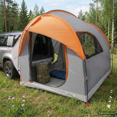 vidaXL Tenda da auto con tetto Grigio e arancione 239 x 210 x 210 (1/5)