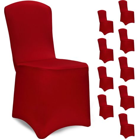 Detex® Chair Covers  Stretch Slipcovers for High-Back Dining Chairs  OEKO-TEX® Certified  Washable & Reusable  Ideal for Christmas, Weddings, Parties  Bordeaux Red