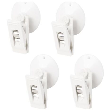 Lot de 4 ventouses blanches étanches pour rideau de douche, clips multifonctions en plastique avec ventouse pour salle de bain, supermarché, fenêtre, maison