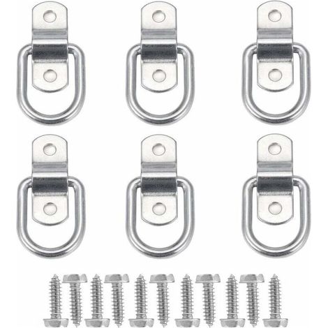 6Pcs D Anneau D'arrimage Anneau d'ancrage de Charge Ancrage de Remorque Anneau D'arrimage Forgé avec 12 Pièces Vis pour Sécuriser la Charge dans Le Camion Remorque (1/5)