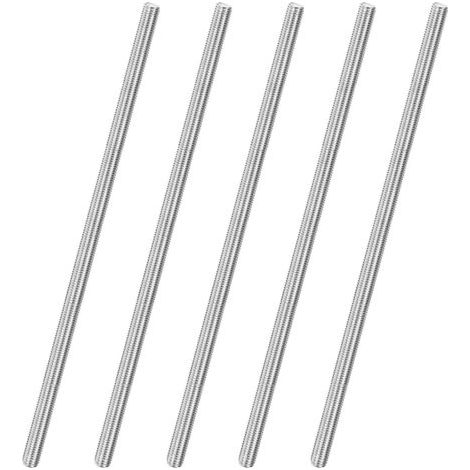 Lot de 5 tiges entièrement filetées, M10 x 300 mm, filetage à droite en acier inoxydable 304, pour boulons d'ancrage/pinces/étriers de fixation de meubles, vis à filetage métrique (1/5)
