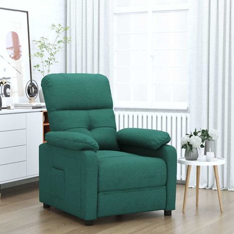 vidaXL Sillón reclinable de tela verde oscuro (1/5)