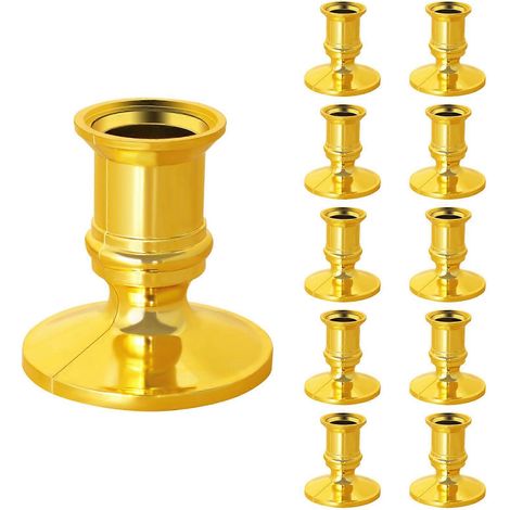 10 supports de bougies piliers dorés pour bougies coniques -- (1/5)