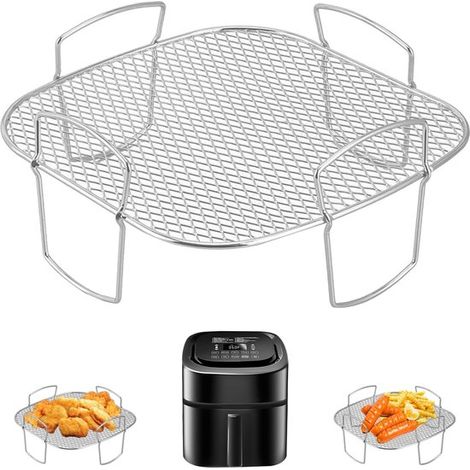 Quadratischer Airfryer-Grillrost – Airfryer-Form – Airfryer-Zubehör – Edelstahl – 20,5 cm (1/5)