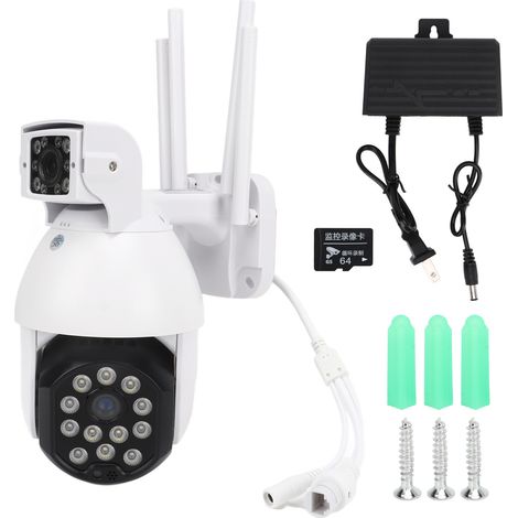 Caméra de Surveillance Sans Fil Double Objectif, Visiophone Intérieur Extérieur avec Audio Bidirectionnel, Étanche IP66, Vision Nocturne, Prise US 100-240V, Caméra WiFi 2 Voies (1/5)