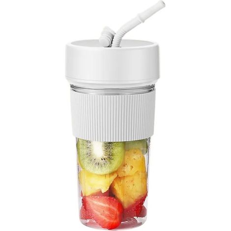 Extracteur de jus portable USB 350 ml, 6 lames, connexion Type-C, paille, double-clic (1/5)