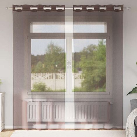 Voile Vorhänge mit Ösen 2 Stk. Braun 140x225 cm
