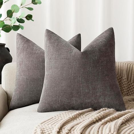 American Retro Soft Textured Chenille Throw Pillow Cover, Solid Color, Sofa Cover (without insert) -- Dark Gray -- 6060 cm