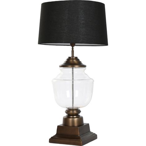 Lampara Sobremesa Acero Patinado Cristal 60X60X106 (1/5)