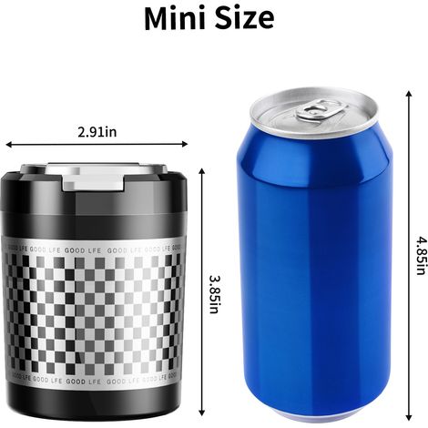 Posacenere per auto - Con coperchio - Vassoio rimovibile - Luce LED blu - Mini posacenere portatile per auto - Antiodore - Posacenere gratuito - Accessorio universale per auto (1/2)