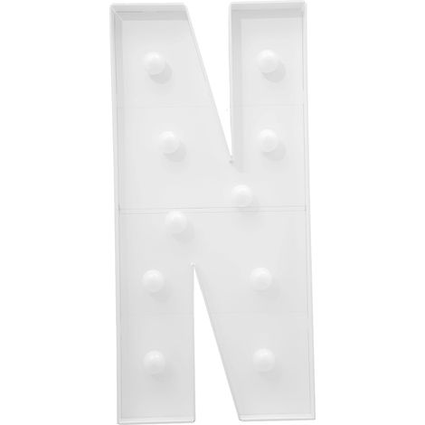 Lettre lumineuse décorative N en blanc, lettre LED à piles avec lumière chaude, 91,5 cm, enseigne lumineuse pour anniversaire, mariage, fête et événement (1/5)