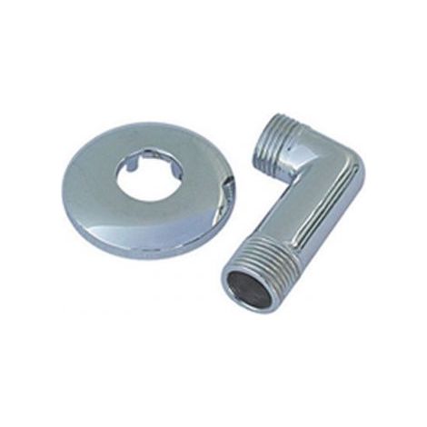 ANGOLO CURVA GOMITO CON ROSONE CROMATO PER FLESSIBILE DOCCIA 1/2" M/M (1/3)