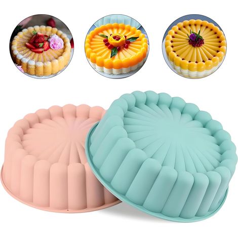 Molde redondo de silicona para tartas de 7,28 pulgadas, antiadherente, reutilizable, acanalado, para tartas de queso, tartas, flanes, pan, cumpleaños y Navidad.