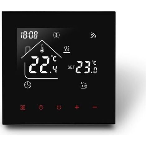 Thermostat Connecté WiFi pour Chauffage de Chaudière à Gaz Thermostats d'Ambiance,Thermostat Programmable Intelligent,Compatible Tuya Alexa Google Assistant 3A,Noir