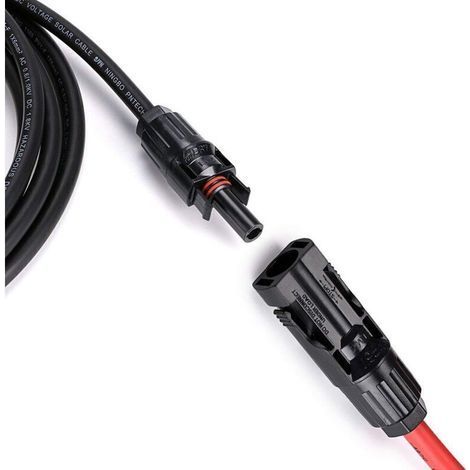 12 AWG Solar Panel Extension Cable with MC4 Female and Male Adapter Set (5m Red + 5m Black) (1/3)
