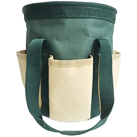 CSPARKV 19x21.5CM Garden Tool Holder Heavy Duty Garden Tool Bag Tote Bag Gardening Tool Organizer with 6 Pockets for Women Men Dark Green