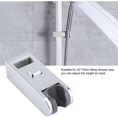 Barre de douche coulissante chromée ABS à hauteur réglable, support de pommeau de douche 30 x 15 mm (1/5)