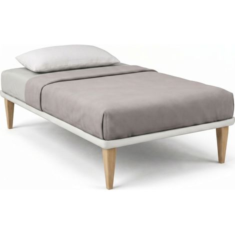 Letto 1 Piazza e Mezza con Rete Rivestita 120x200 cm Similpelle Bianco Tessis (1/5)