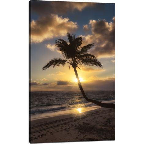 Leinwanddruck Natur Palmen Sonnenuntergang Hintergrund 60x100 Ozeanurlaub