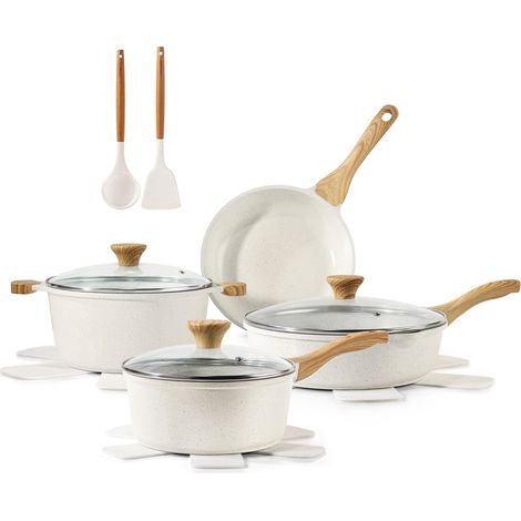 13-Piece Set Saucepans and Pans - Healthy Ceramic Coating - Suitable for All Heat Sources (Induction/Gas), Insulated Sleeves, Easy to Clean (1/5)
