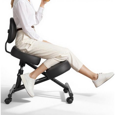 VEVOR Sedia Ergonomica a Ginocchio con Schienale Sedia a Rotelle Altezza Regolabile, Sedia Inginocchiata per Scrivania Postura Comoda da Ufficio, Sgabello Ergonomico per Casa, Carico max 120 kg (1/5)