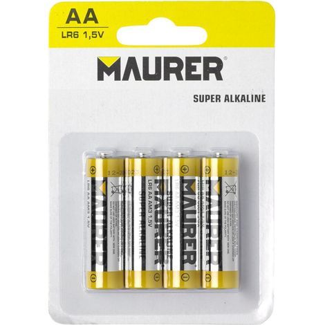 MAURER pila maurer alcalina aa / lr06  (blister 4 piezas) , Pilas maurer alcalina - LR06.- Blister 4 piezas.- 1.5 V.- Pila conocida como AA