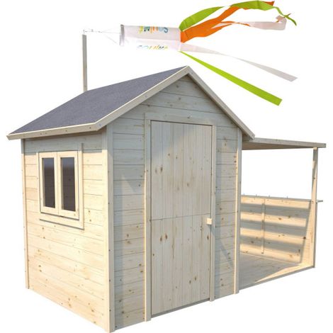 Cabane en bois avec pergola ajourée EUGENIE