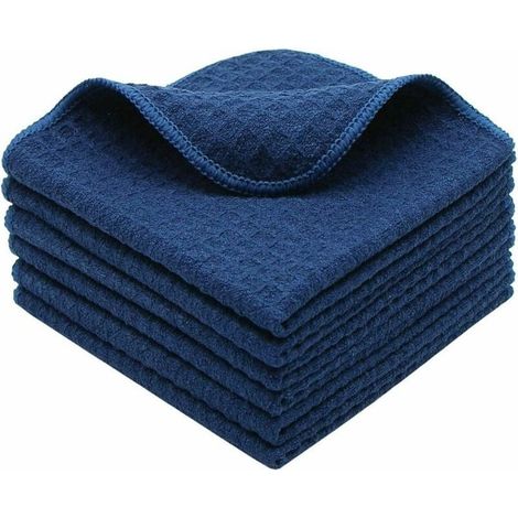 Torchons de Cuisine, Super Absorbant Microfibre Chiffon nettoyagant, Serviettes de Cuisine Douce et Lavable,Lavette Bleu Marin 6 Pack, 30cmx30cm-LIAIKI (1/3)