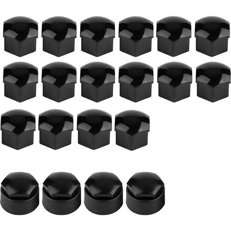 Couvre Écrou Jante 17mm avec Capuchon AntiPoussière, Enjoliveur de Protection pour Roues Voiture Noir et Argent (1/5)