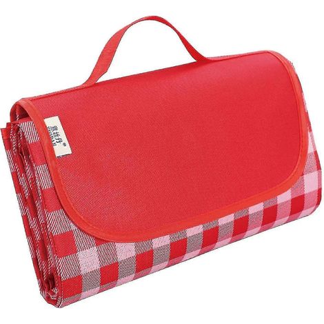 Tapis de pique-nique imperméable, tapis de tente, tapis de gazon, nappe de pique-nique élargie, rouge et blanc (1/4)