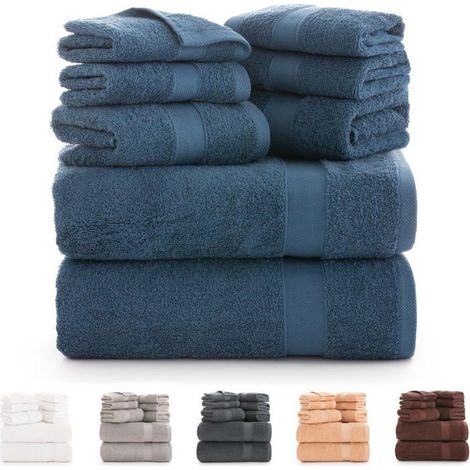 Lot De 8 Serviettes De Bain 100% Coton(550 G/M²)Extra Douces,Haute Absorption Et Séchage Rapide,2 Serviettes De Bain,2 Mains[CA23] (1/5)