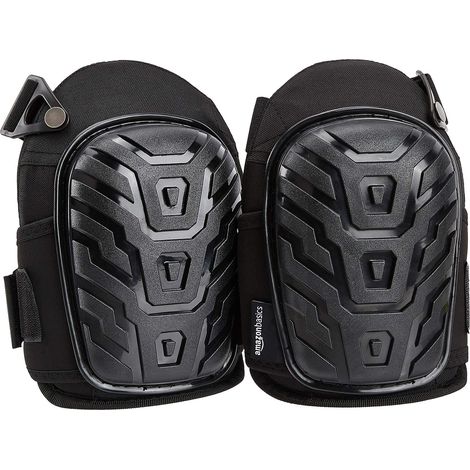 Applicable Basics Genouillères professionnelles, en mousse durable, rembourrage en gel confortable, avec clips faciles à régler, 1 paire, 17,8 x 11,7 x 24,1 cm, noir (1/5)