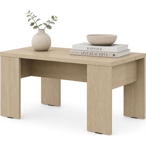 Wohnzimmertisch Riposto, rechteckig, Tischplatte braun, Gestell in Eichenoptik, 90x50x43h cm, Braun Eiche