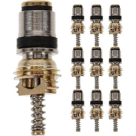 10 noyaux de valve de climatisation R134a-3, noyaux de valve haute et basse pression, compatibles avec les systèmes de climatisation automobile, noyaux de valve en laiton, utilisés pour le chargement (1/5)