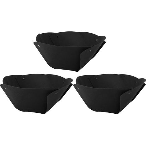 Lot de 3 doublures semi-rondes en feutre noir pour panier mural, insert pot fleur demi-cercle 12 pouces, rechange déco intérieur extérieur (1/5)