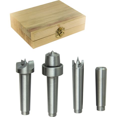 Mitlaufende Körnerspitze Zentrierspitze MK2 Set 4tlg. in Holzbox gehärtet