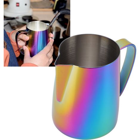 Farbige 670-ml-Milchkanne aus Edelstahl 304, ideal für Latte Art und die Zubereitung von Dampfkaffee. (1/5)