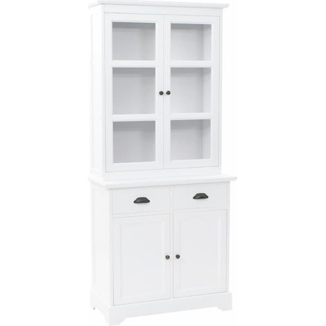 Aparador mueble consola mueble de almacenaje vitrina con 4 puertas MDF y madera de pino 180 cm 4402167