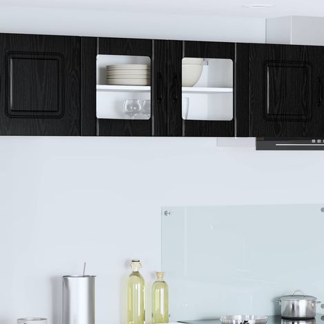 vidaXL Cabinet en verre mural LUCCA Chêne noir 80 x 31 x 40 cm (1/5)